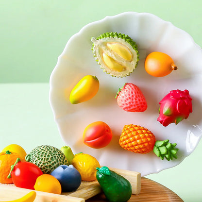 Lot de 10 mini figurines de fruits – Miniatures de fruit du dragon, noix de coco, melon d'eau, orange, pomme, banane et ananas pour la décoration de jardin miniature, les scènes de maison de poupée, les pots de plantes et les loisirs créatifs