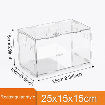 Clear Acrylic Reptile Terrarium Breeding Box – Transparent Nano Habitat Enclosure for Turtles, Arboreal Tarantulas, Bearded Dragons & Small Reptiles