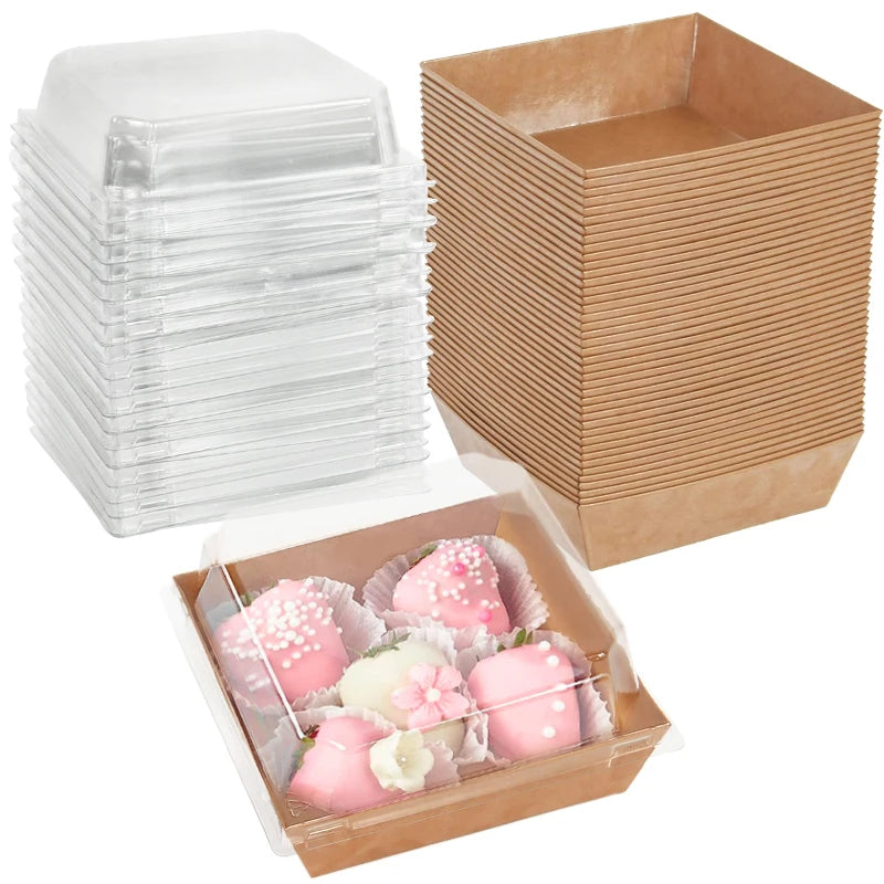 5/10PCS Kraft Paper Cake & Dessert Boxes for Donuts, Cookies, Sandwiches, Bakery Packaging & Party Favors
