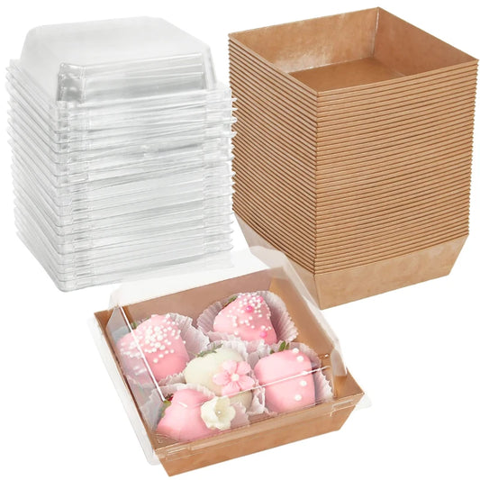 Cajas de papel kraft de 5/10 unidades para pasteles y postres, para donas, galletas, sándwiches, empaques de panadería y regalos de fiesta