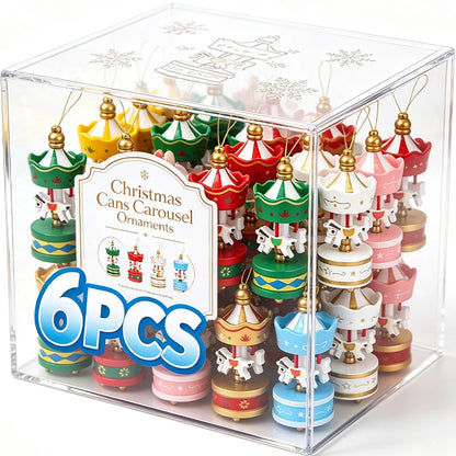 Wooden Carousel Horse Christmas Ornaments – Miniature Hanging Tree Pendants, Holiday Home Decor, Kids’ Gifts & Party Favors
