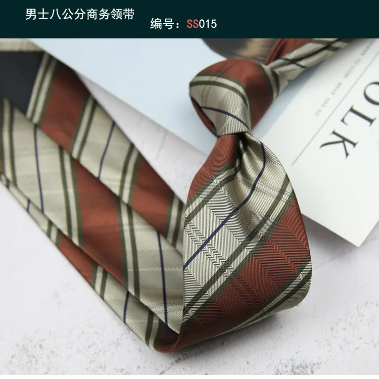 Corbata de hombre de 8 cm con rayas tejidas, formal de negocios para bodas, oficina y fiestas