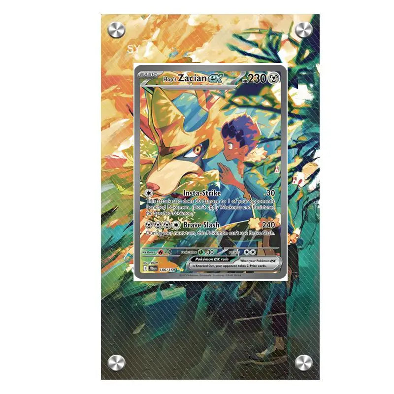 Estuche de exhibición de cartas acrílico Pokémon – Reshiram, Mewtwo, Zekrom, Charizard y soporte protector de cartas de personajes