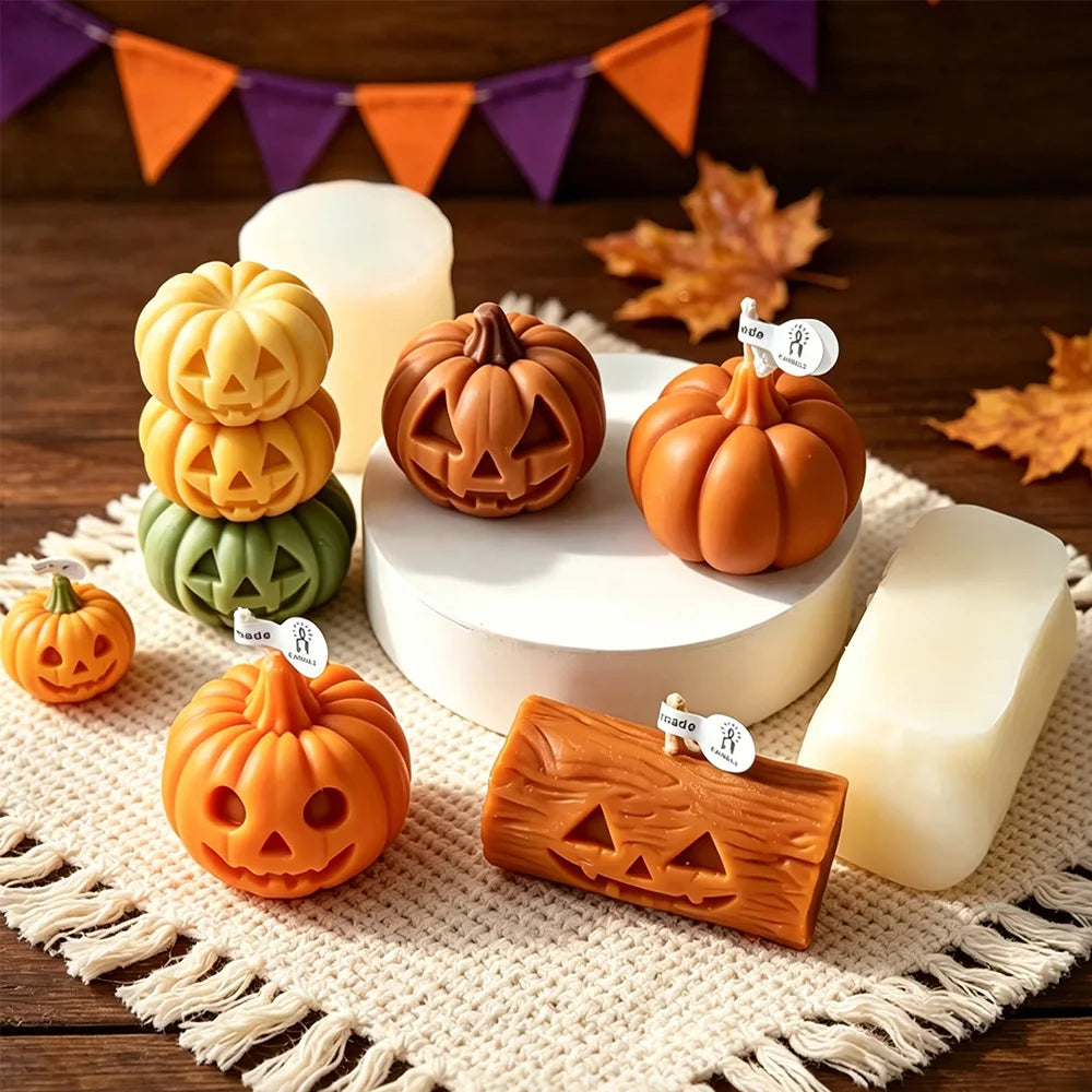 Halloween Mini Ghost Pumpkin Silicone Mold – 3D Stackable Candle Mold for DIY Soap, Resin, Plaster Crafts & Home Decor
