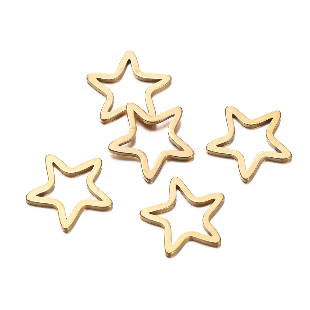 10 breloques géométriques creuses en acier inoxydable pour bijoux – Connecteurs de pendentif pour boucles d'oreilles, colliers et fabrication de bijoux