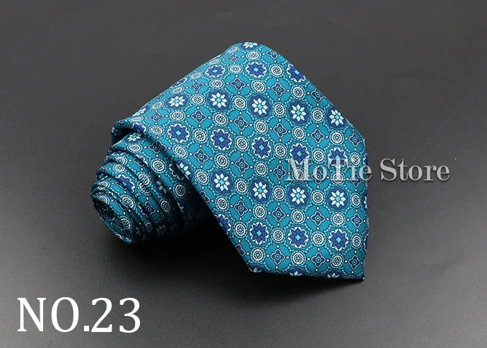 Men's 7.5cm Soft Silk Necktie – Floral & Dot Pattern Tie for Weddings, Business, Parties & Formal Wear