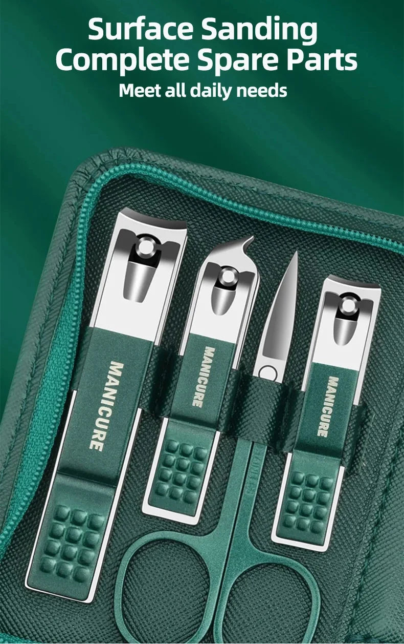 Juego profesional de manicura y pedicura de acero inoxidable de 6 a 18 piezas con estuche de viaje de piel – Kit de uñas y aseo para hombres y mujeres
