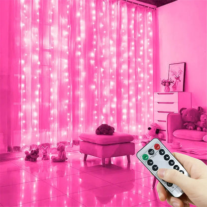 Luces USB LED de Cortina – 8 Modos de Iluminación con Control Remoto para Decoración de Dormitorio, Boda, Festividades y Hogar (3M/6M)