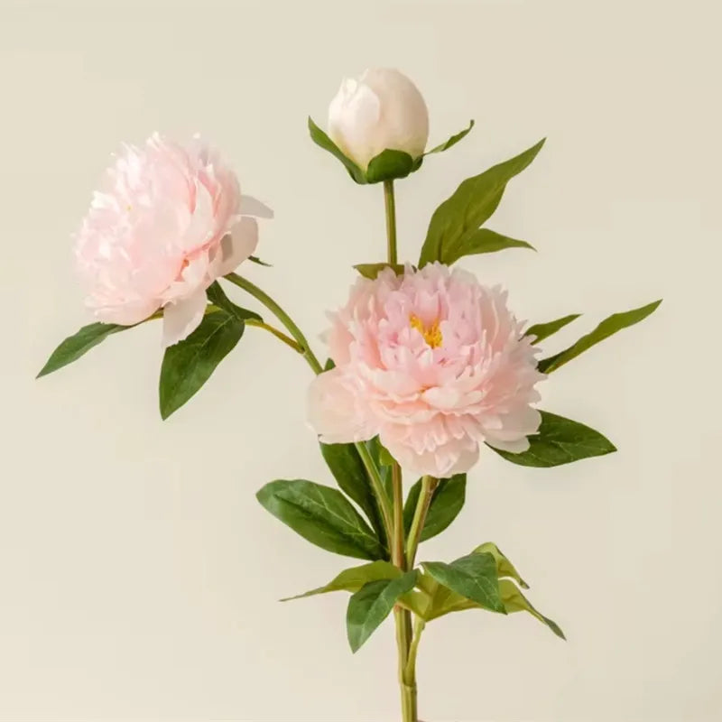 3 Heads Artificial Peony Flower Branch – 75cm Realistic Faux Peony Stem for Wedding Decor, Christmas Table Centerpieces, Home Decoration & Floral Arrangements