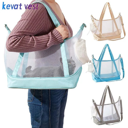 Mochila Transpirable para Gatos, Transportín Portátil para Mascotas Pequeñas, Perros Pequeños y Gatos, para Uso en Exteriores