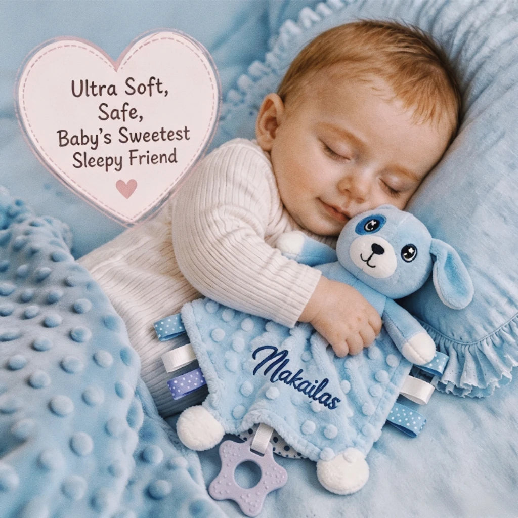 Couverture et doudou personnalisés avec prénom de bébé – Ensemble doux en minky à pois, 2-en-1, cadeau de naissance personnalisé pour garçons et filles
