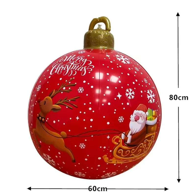 32-Inch Giant PVC Inflatable Christmas Ball Ornament – Large Outdoor Xmas Blow-Up Decoration for Christmas Parties, Yard & Holiday Decor