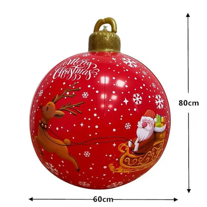 32-Inch Giant PVC Inflatable Christmas Ball Ornament – Large Outdoor Xmas Blow-Up Decoration for Christmas Parties, Yard & Holiday Decor