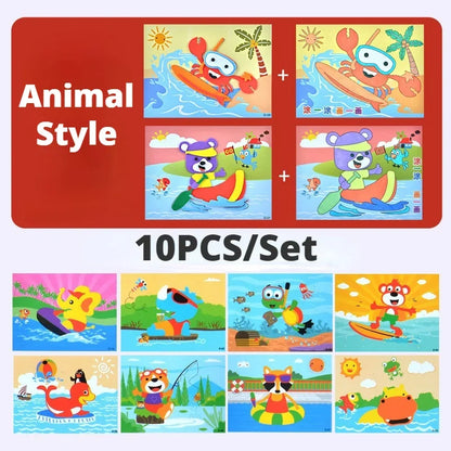 Lot de 10 puzzles autocollants 3D en mousse EVA – Kit de loisirs créatifs sur le thème des animaux de dessin animé pour l'apprentissage et le jeu créatif des enfants