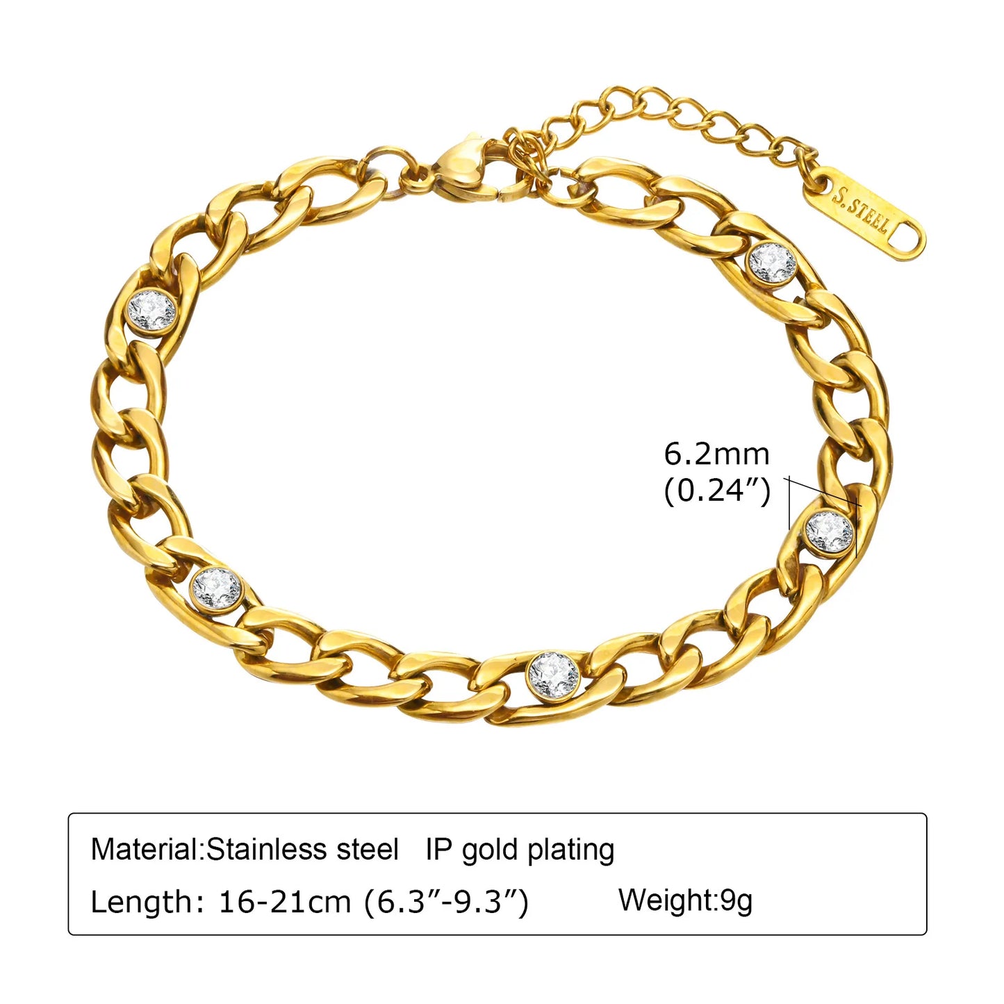 18K Gold Plated Stainless Steel Paperclip Chain Bracelet – Adjustable Twist Link Chunky Stackable Bracelet for Women