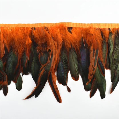 10 m Rooster Feather Fringe Trim – Natural Feather Ribbon for Sewing, Crafts & Costume Decoration