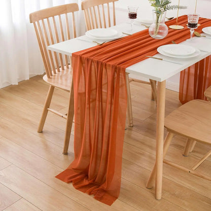 Camino de mesa de gasa - Decoración de arco de boda de tela de seda transparente | Decoración de mesa bohemia para cumpleaños y eventos