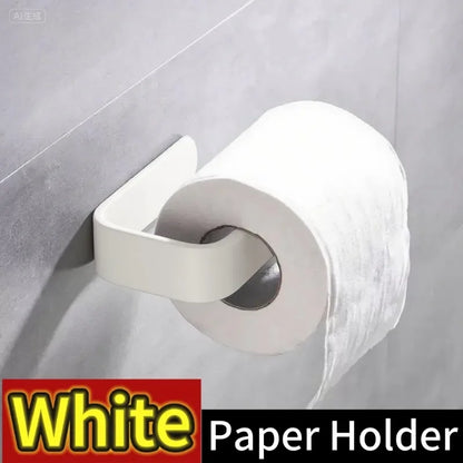 Adhesive Toilet Paper Holder Wall-Mounted Kitchen Roll & Paper Towel Rack No-Drill Tissue Holder