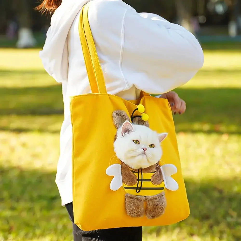 Portable Crossbody Pet Carrier Bag – Single-Shoulder Cat & Small Dog Travel Bag with Exposed Head Design, Lightweight Pet Outing Carrier