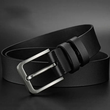 Cinturón de negocios de cuero de PU para hombre con hebilla cuadrada de aleación para jeans y pantalones de vestir