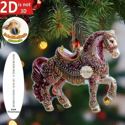 Cute Cat 2D Acrylic Christmas Pendant – Flat Hanging Ornament for Xmas Tree, Holiday Party & Festive Home Decor