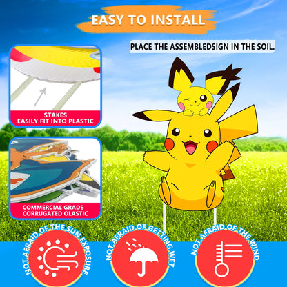 Pokémon Yard Signs Set – 8PCS Party Outdoor Decorations with Stakes (Birthday & Event Decor)