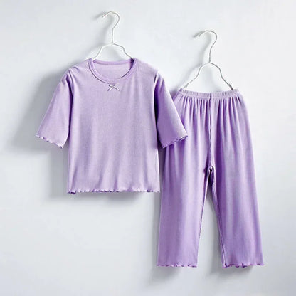 Girls Summer Pajama Set – Short Sleeve Kids Homewear Outfit | Soft Casual Two Piece Clothes Set for Children