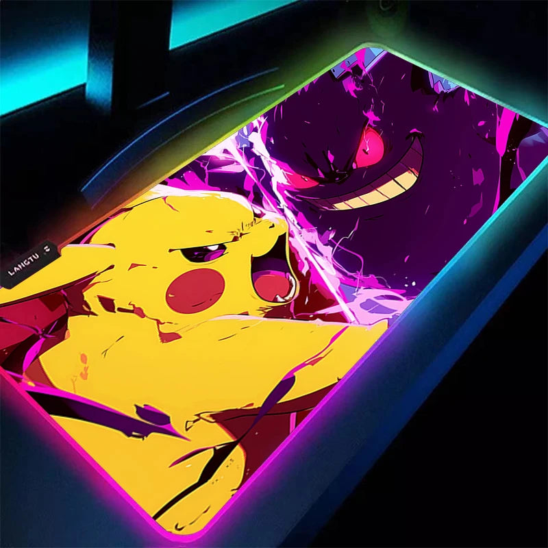 Alfombrilla de ratón Gaming XXL RGB de Pokémon Gengar – Alfombrilla de escritorio retroiluminada LED para teclado y PC