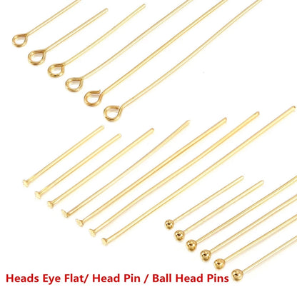 Juego de 50 a 100 imperdibles de acero inoxidable – Alfileres de bola, planos y de ojo chapados en oro y plata para hacer joyas y manualidades DIY