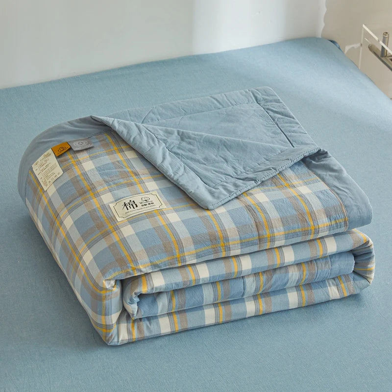 100% Cotton Summer Quilt – Lightweight Long Staple Cotton Comforter for Twin, Queen & Double Beds