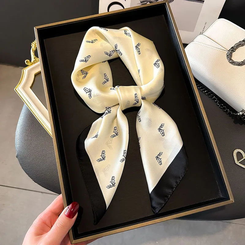 Women's Luxury Satin Silk Feel Square Scarf Printed Hair Scarf Neckerchief Bandana Hijab Wrap