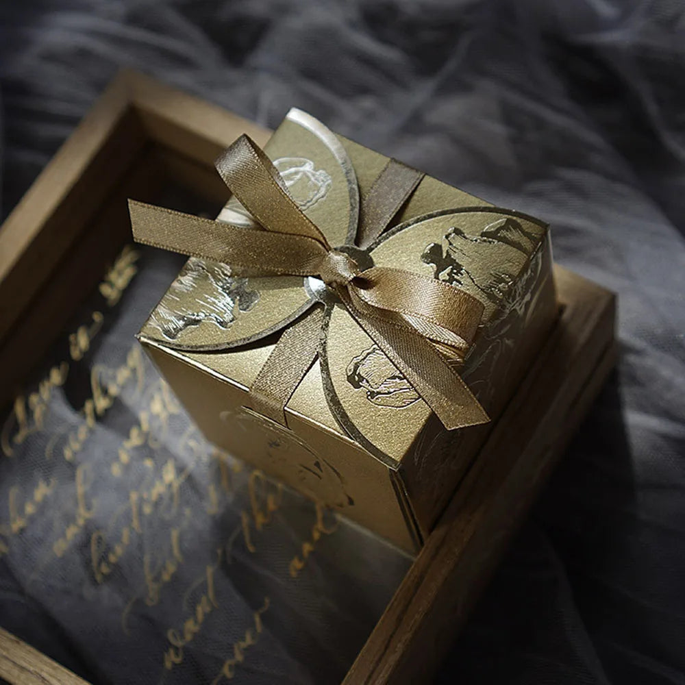 10/20/50/100PCS French Luxury Gold Candy Gift Boxes – Champagne Wedding Favor Boxes for Candy, Treats, Gifts & Elegant Party Packaging
