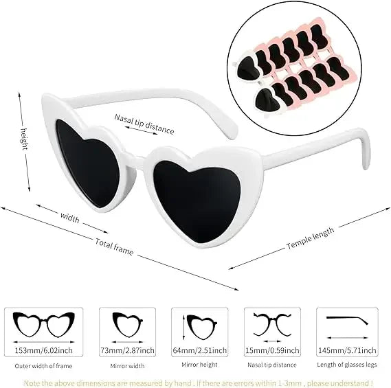 Bachelorette Party Heart Sunglasses – Wedding Shower Decoration Glasses for Bride & Bridesmaids | Hen Party Favors & Bridal Gifts