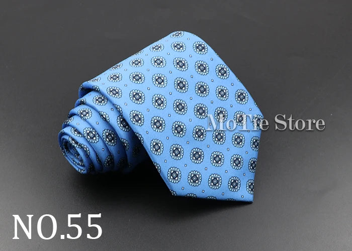 Men's 7.5cm Soft Silk Necktie – Floral & Dot Pattern Tie for Weddings, Business, Parties & Formal Wear
