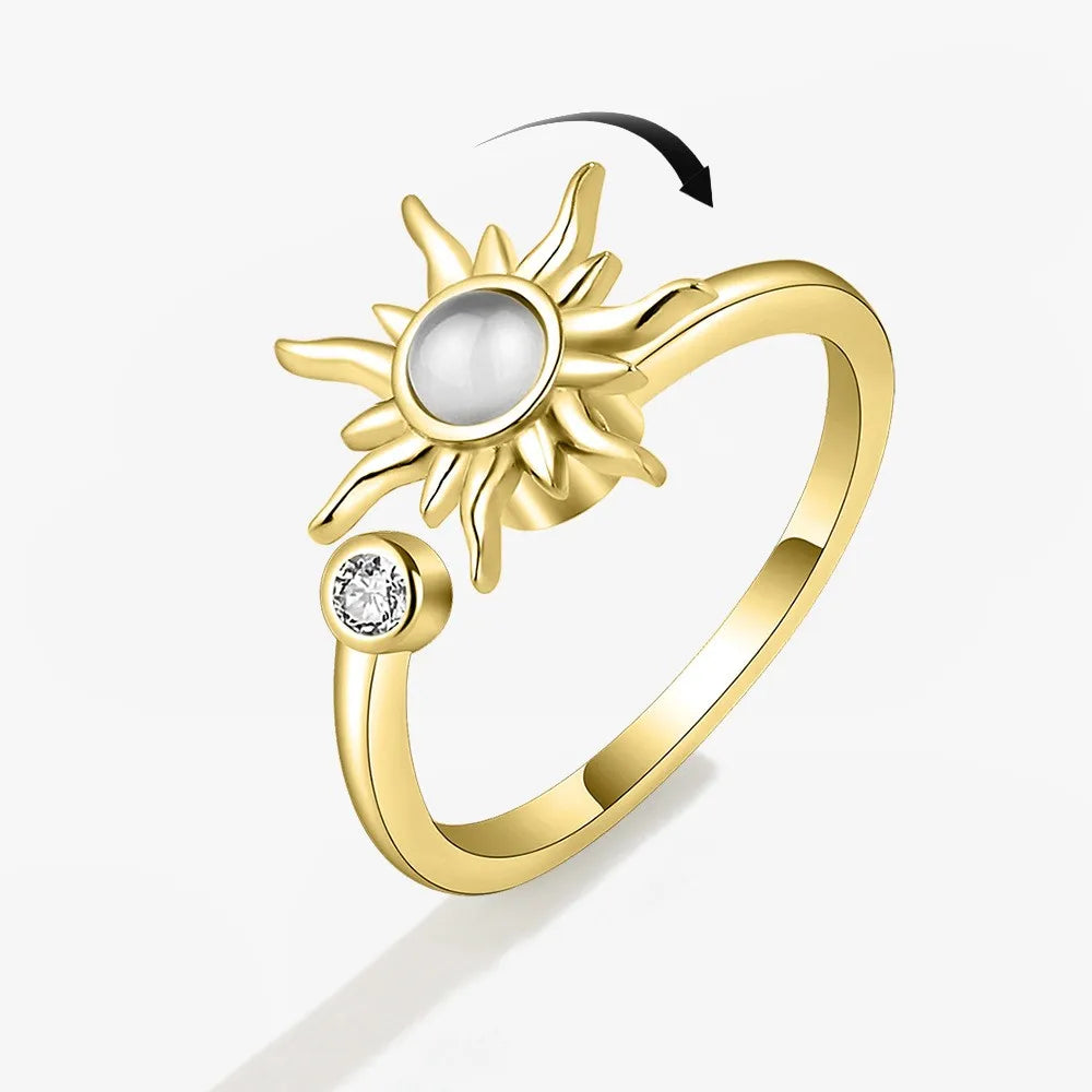 Anillo giratorio antiestrés de mariposa y flor con diamantes de imitación – Anillo giratorio antiansiedad para mujer | Joyería ajustable para aliviar el estrés