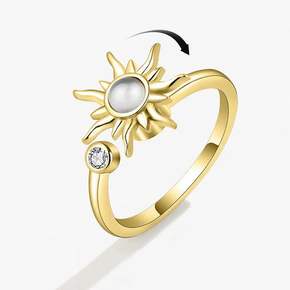 Anillo giratorio antiestrés de mariposa y flor con diamantes de imitación – Anillo giratorio antiansiedad para mujer | Joyería ajustable para aliviar el estrés