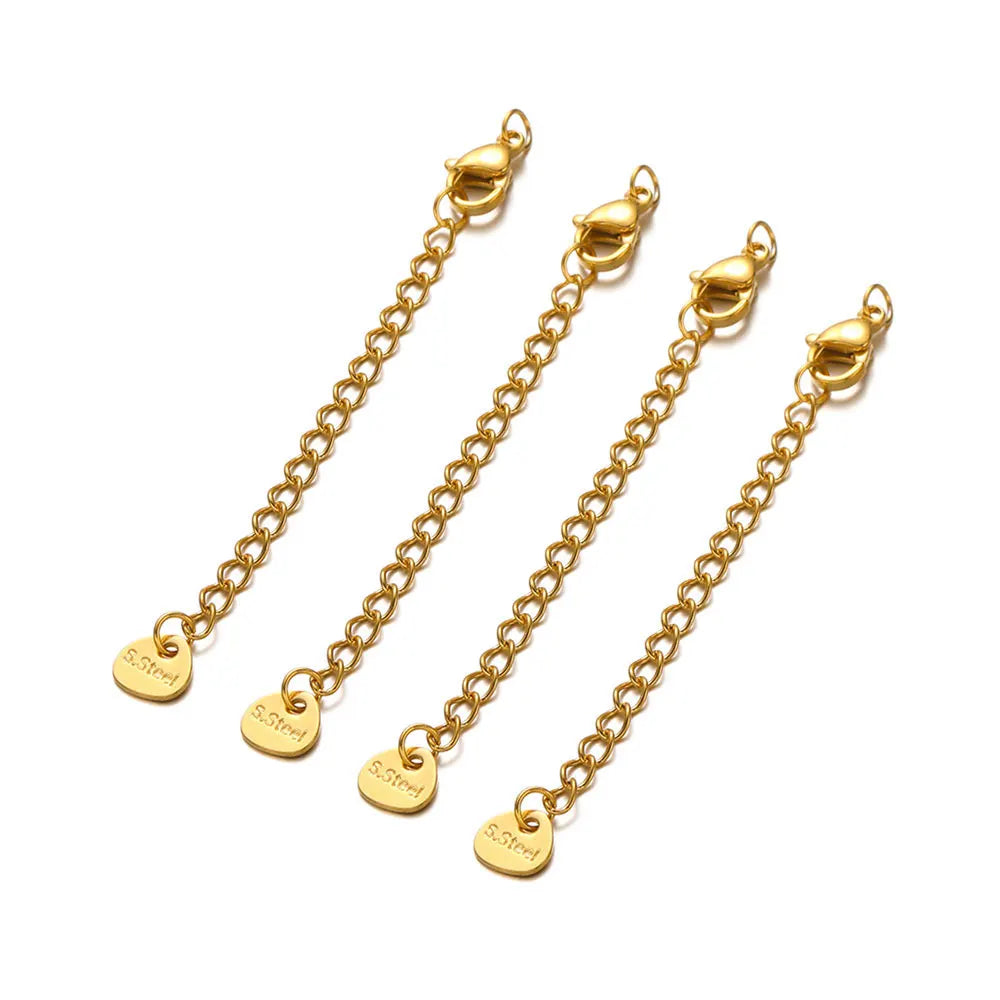 10 chaînes d'extension en acier inoxydable avec fermoirs mousquetons – Rallonges pour colliers et bracelets DIY