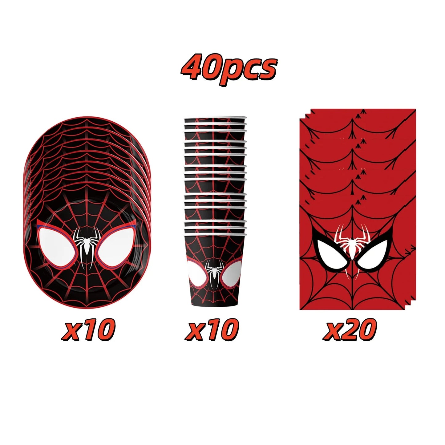 Spider Hero Birthday Party Supplies Set – Kids' Party Tableware Kit with Plates, Cups, Tablecloth, Backdrop, Balloons & Decorations