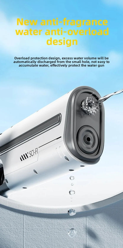 Pistolet à Eau Électrique pour Adultes – Puissant Lanceur d'Eau Automatique avec Grand Réservoir d'Eau pour Piscine d'Été, Plage et Jeux Aquatiques Extérieurs