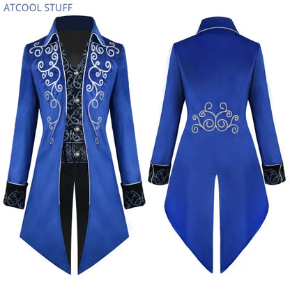 Men’s Steampunk Medieval Frock Coat – Renaissance Vintage Gothic Tailcoat Jacket, Victorian Court Coat for Cosplay & Costume Parties