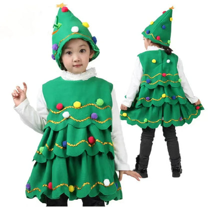 Adult Christmas Tree Costume with Shoe Covers, Funny Holiday Cosplay Outfit for Men and Women, Xmas Party Masquerade, Fancy Dress, Role Play and Festive Celebrations