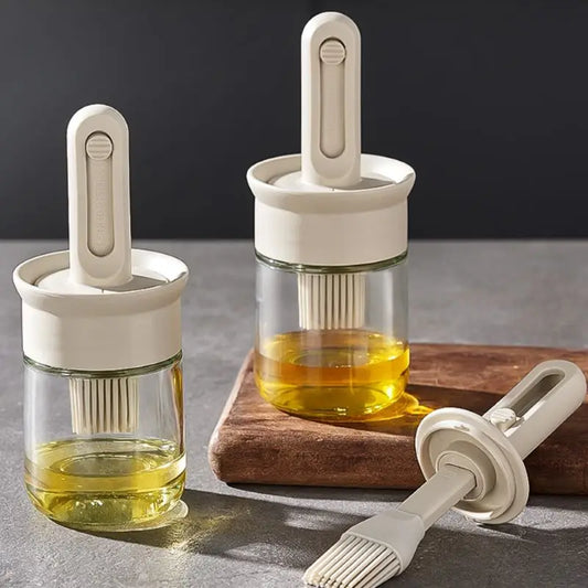 1PC Oil Dispenser Bottle with Silicone Brush – BPA-Free Heat-Resistant Oil Sprayer & Basting Brush for Baking, Cooking, BBQ & Outdoor Picnics