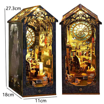 Kit de book nook à fabriquer soi-même – Maquette de maison de poupée miniature en bois à insérer dans une étagère pour adultes, loisirs créatifs et décoration d'intérieur