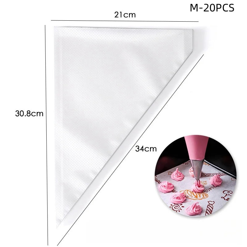 Poches à douille jetables – Lot de 20/50/100 poches à douille pour décoration de gâteaux, outil de glaçage pour crème et fondant, accessoires de pâtisserie pour cupcakes, biscuits et desserts