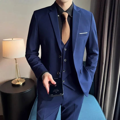 Conjunto de traje de 3 piezas para hombre – Blazer, chaleco y pantalón estilo británico, elegante traje formal de negocios o boda para hombre
