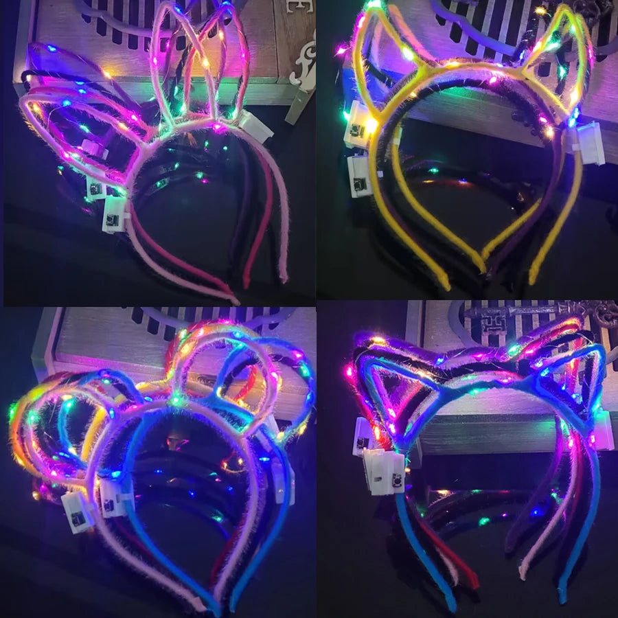 Serre-tête lumineux LED Oreilles de Chat & Lapin – Bandeau lumineux pour Anniversaires, Festivals & Mariages