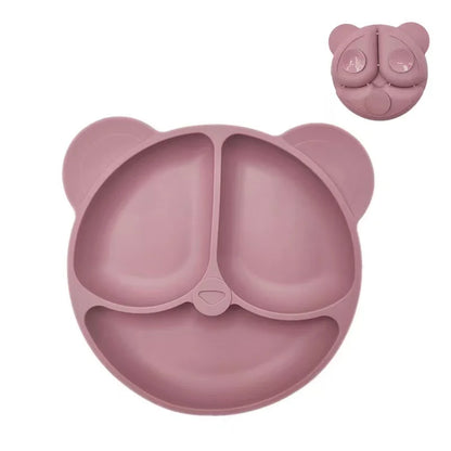 Assiette à ventouse en silicone pour bébé – Assiette repas sourire pour tout-petits avec compartiments, vaisselle pour enfants sans BPA