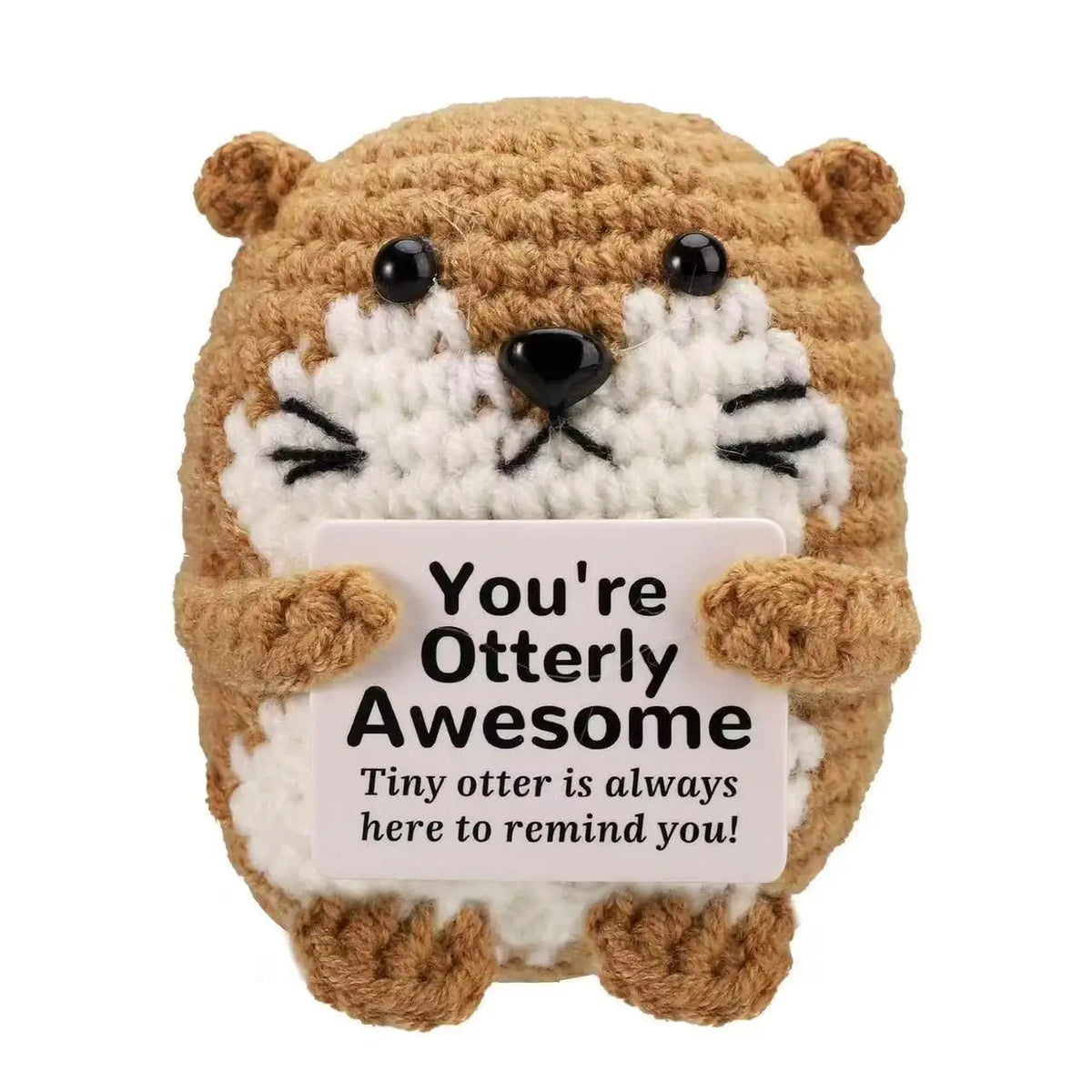 Cute Positive Crochet Cat Doll – Emotional Support Pineapple Desktop Ornament, Inspirational Gift for Women & Cat Lovers
