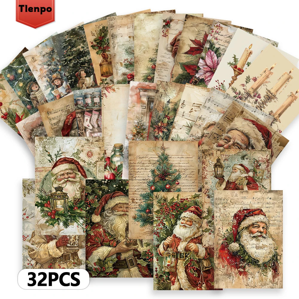 32PCS Vintage Christmas Postcards – Collectible Holiday Greeting Cards for Birthday, Anniversary, Gift Giving & Mailing