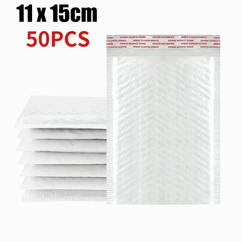 Sobres de burbujas blancos – Sobres de envío acolchados impermeables con autocierre, bolsas de embalaje de burbujas gruesas para envíos seguros (11/15/23 cm)